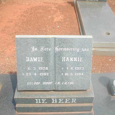 BEER Dawie, de 1920-1982  &amp; Hannie 1923-1984