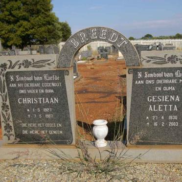 BREEDT Christiaan 1927-1987 &amp; Gesiena Aletta 1930-2003