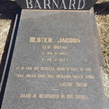 BARNARD Hester Jacoba nee BOTHA 1927-1977