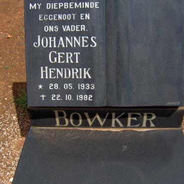 BOWKER Johannes Gert Hendrik 1933-1982