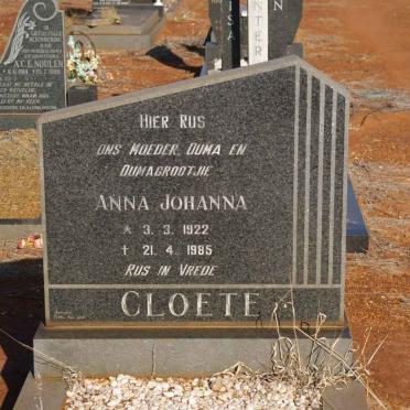 CLOETE Anna Johanna 1922-1985