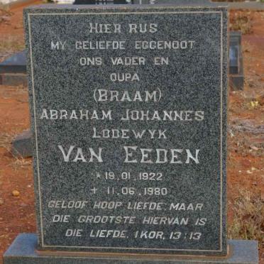 EEDEN Abraham Johannes Lodewyk, van 1922-1980 &amp; Johanna Catharina 1920-1983