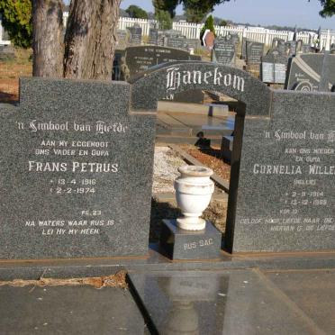 HANEKOM Frans Petrus 1916-1974 &amp; Cornelia Willemina 1914-1989