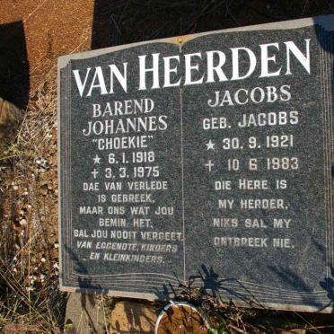 HEERDEN Barend Johannes, van 1918-1975 &amp; Jacobs nee JACOBS 1921-1983