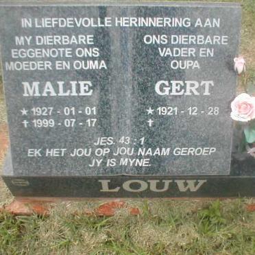 LOUW Gert 1921- &amp; Malie 1927-1999