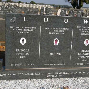 LOUW Rudolf Petrus 1929-1976 &amp; Maria Elizabeth Johanna 1932-2010 :: LOUW Morne 1972-2010