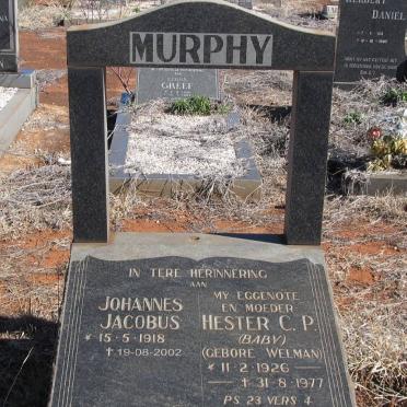 MURPHY Johannes Jacobus 1918-2002 &amp; Hester C.P. WELMAN 1926-1977