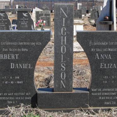 NICHOLSON Herbert Daniel 1918-1985 &amp; Anna Elizabeth 1926-1983