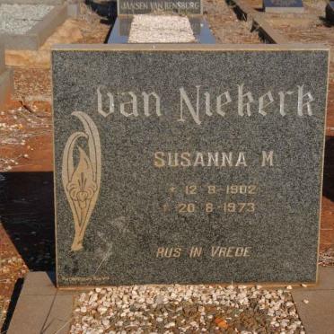 NIEKERK Susanna M., van 1902-1973