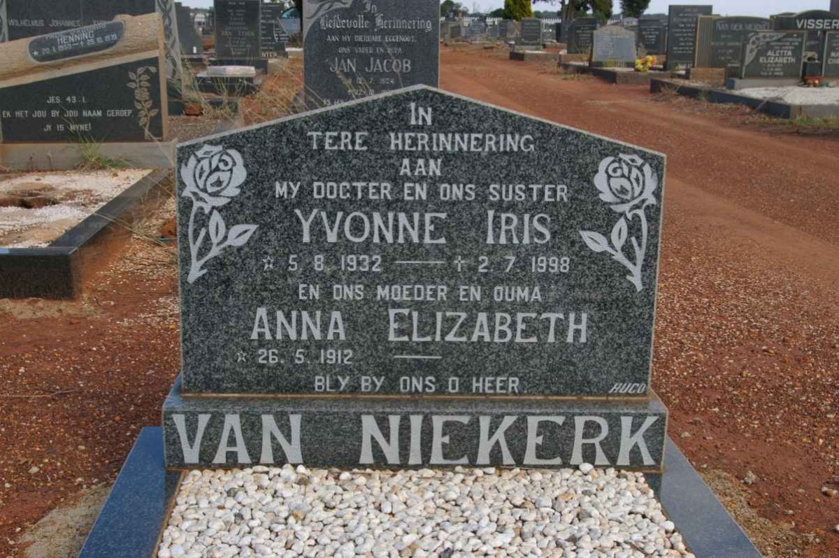 NIEKERK Yvonne Iris, van 1932-1998 :: VAN NIEKERK Anna Elizabeth 1912-