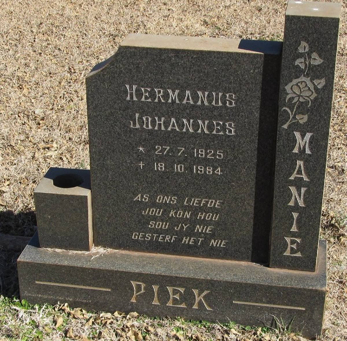 PIEK Hermanus Johannes 1925-1984