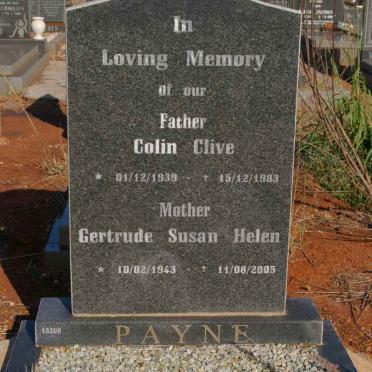 PAYNE Colin Clive 1939-1983 &amp; Gertrude Susan Helen 1943-2005