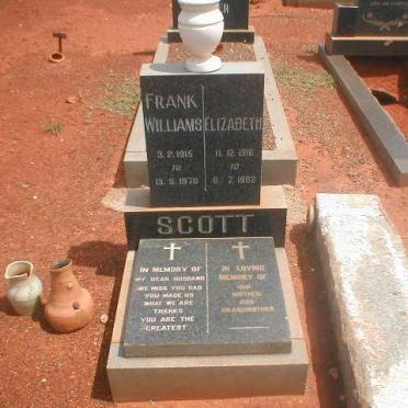 SCOTT Frank Williams 1915-1976 &amp; Elizabeth 1916-1982