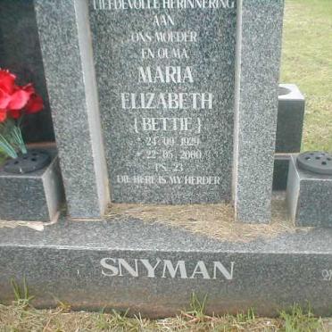 SNYMAN Maria Elizabeth 1929-2000