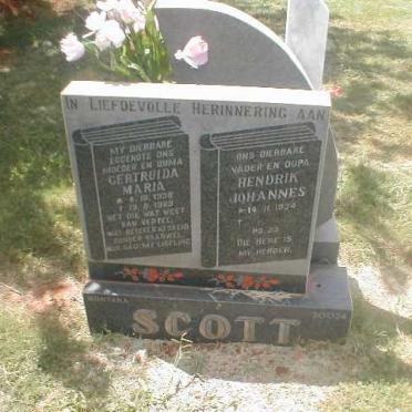 SCOTT Hendrik Johannes 1934-  &amp;  Gertruida Maria 1938-1989