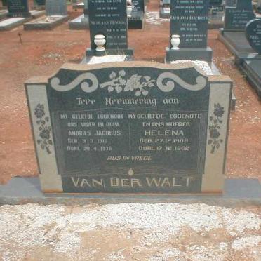 WALT Andries Jacobus, van der 1916-1975 &amp; Helena 1908-1962