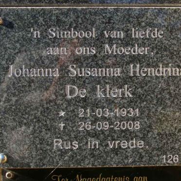 KLERK Johanna Susanna Hendrina, de 1931-2008