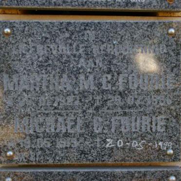 FOURIE Michael C. 1919-1999 &amp; Martha M.G. 1927-1986