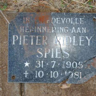 SPIES Pieter Ridley 1905-1981