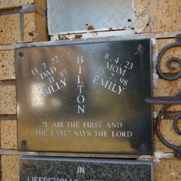 BILTON Billy 1922-1987 &amp; Emily 1923-1998