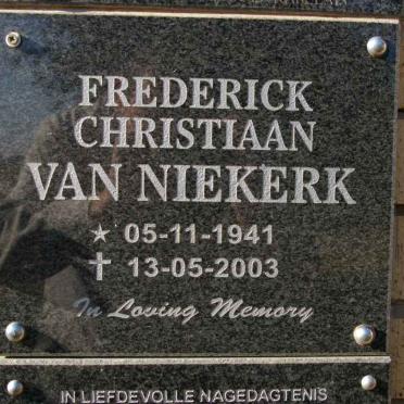 NIEKERK Frederick Christiaan, van 1941-2003