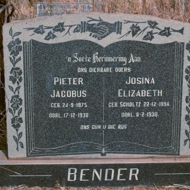 BENDER Pieter Jacobus 1875-1938 &amp; Josina Elizabeth 1894-1938