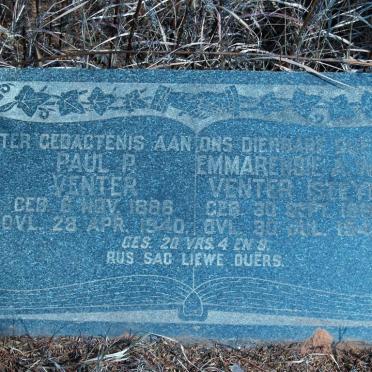 VENTER Paul P. 1998-1940 &amp; Emmarensie A.W. STEYN 18?3-1943