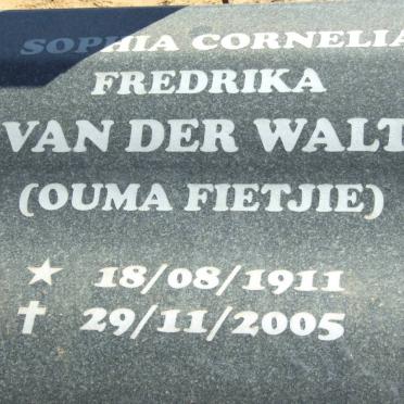 WALT Sophia Cornelia Fredrika, van der 1911-2005
