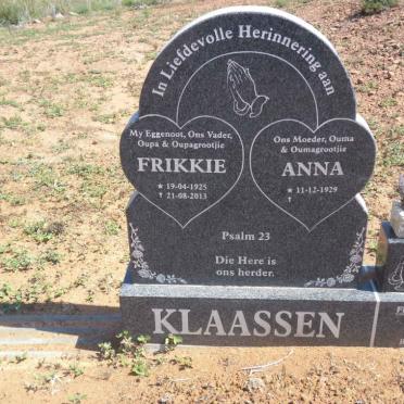 KLAASSEN Frikkie 1925-2013 &amp; Anna 1929-