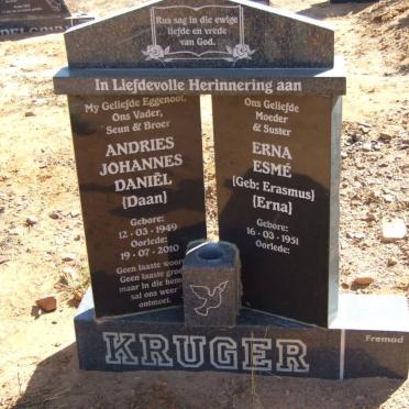KRUGER Andries Johannes Daniel 1949-2010 &amp; Erna Esme ERASMUS 1951-