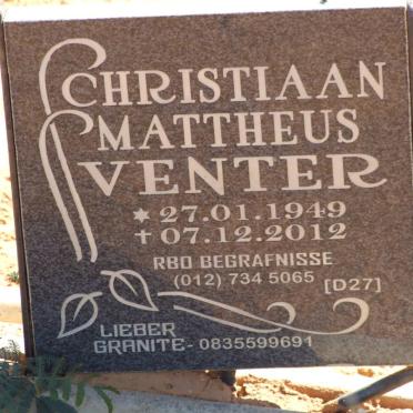 VENTER Christiaan Mattheus 1949-2012