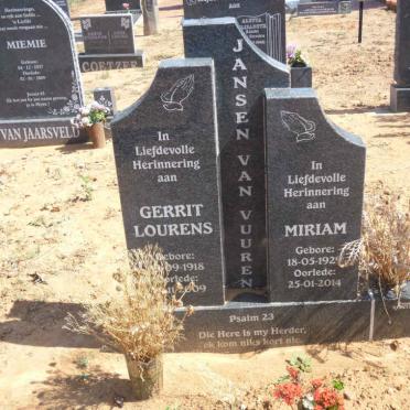 VUUREN Gerrit Lourens, Jansen van 1918-2009 &amp; Miriam 1929-2014