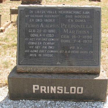 PRINSLOO Petrus Albertus 1880-1953 &amp; Petronella Marthina 1890-1978