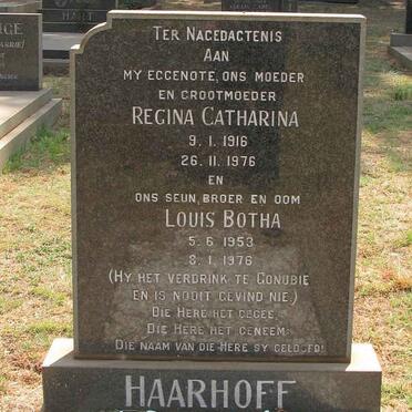 HAARHOFF Regina Catharina 1916-1976 :: BOTHA Louis 1953-1976