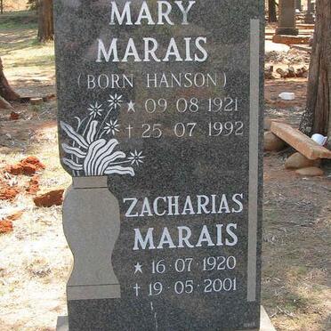 MARAIS Zacharias 1921-2001 &amp; Mary HANSON 1921-1992 