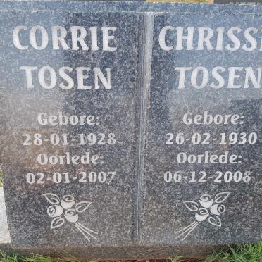 TOSEN Corrie 1928-2007 &amp; Chrissie 1930-2008