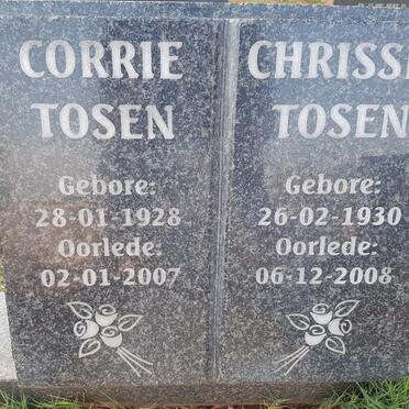 TOSEN Corrie 1928-2007 &amp; Chrissie 1930-2008