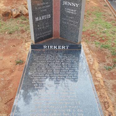 RIEKERT Maruis 1953-2005 &amp; Jenny 1956-2008