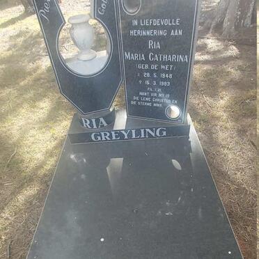 GREYLING Ria Maria Catharina nee DE WET 1948-1993