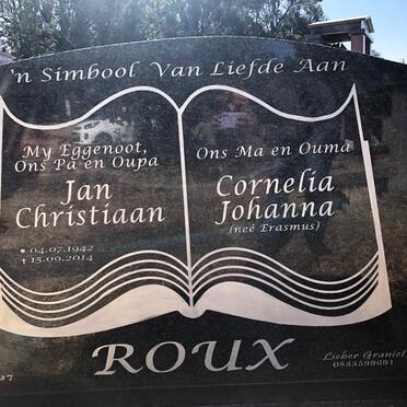 ROUX Jan Christiaan 1942-2014 & Cornelia Johanna ERASMUS 1947