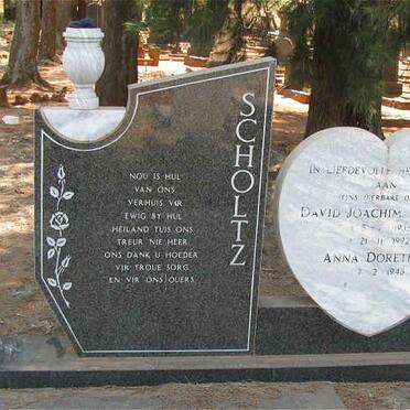 SCHOLTZ David Joachim Jacobus 1915-1992 &amp; Anna Dorothea 1943