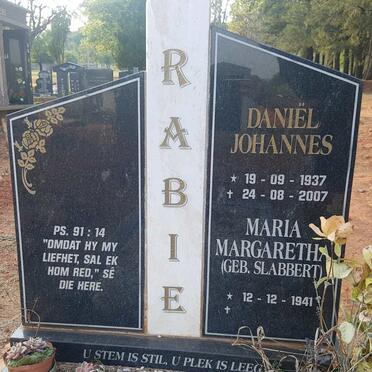 RABIE Daniel Johannes 1937-2007 &amp; Maria Margaretha SLABBERT 1941-