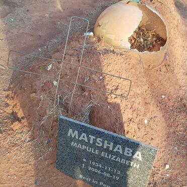 MATSHABA Mapule Elizabeth 1954-2006