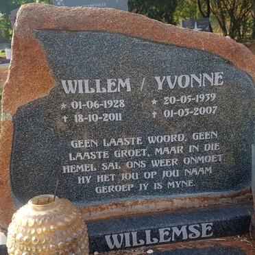 WILLEMSE Willem 1928-2011 &amp; Yvonne 1939-2007