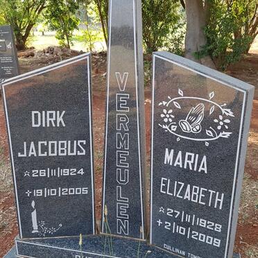 VERMEULEN Dirk Jacobus 1924-2005 &amp; Maria Elizabeth 1928-2009