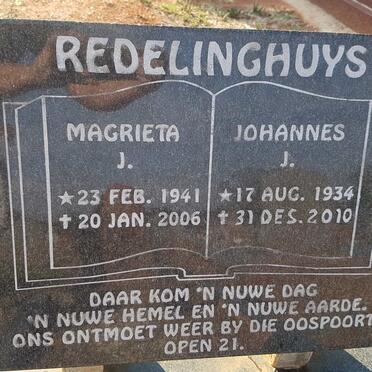 REDELINGHUYS Johannes J. 1934-2010 &amp; Magrieta J. 1941-2006
