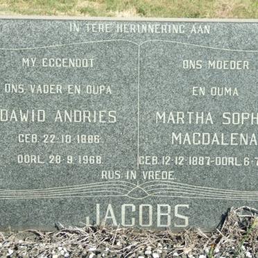 JACOBS Dawid Andries 1886-1968 &amp; Martha Sophia Magdalena 1887-1969