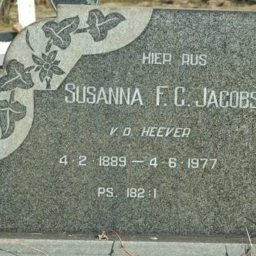 JACOBS Susanna F.G. nee V.D. HEEVER 1889-1977
