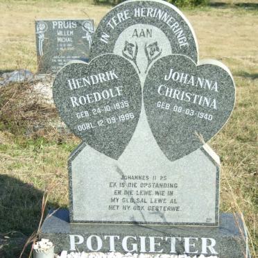 POTGIETER Hendrik Roedolf 1935-1996 &amp; Johanna Christina 1940-