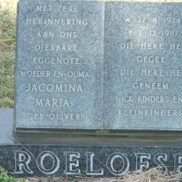 ROELOFSE Jacomina Maria nee OLIVER 1924-1981